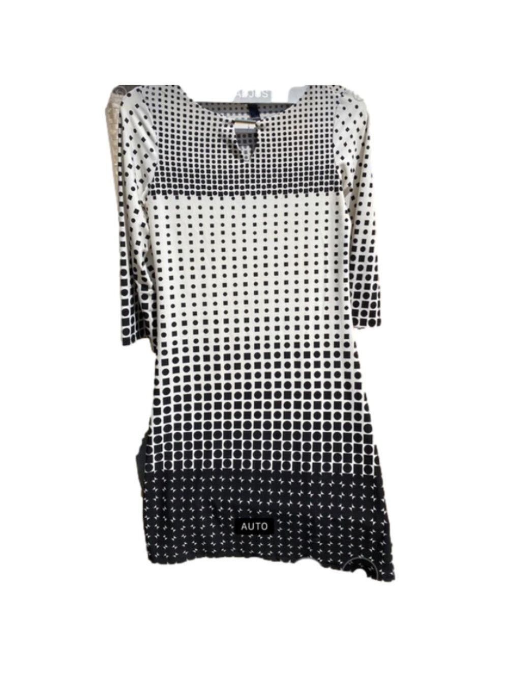 Lavanya polka dot and square dress, small, black, white, grey pre loved